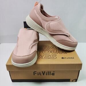 Fitville Womens Marca Sneakers Slip On Shoes Pink Mesh Walking 10.5 Wide